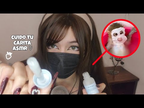 asmr español ♡ limpio tu carita | hago tu rutina de skincare