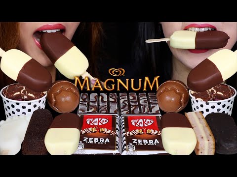ASMR NEW MAGNUM DUO ICE CREAM BARS, ZEBRA SWIRL KITKATS, MILKA CREAM EGG, OREO ICE CREAM, FOOT POP먹방