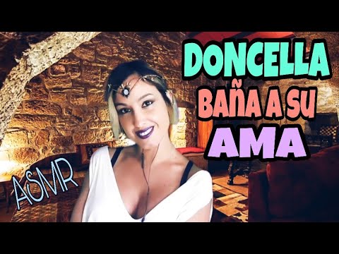 ASMR DONCELLA BAÑA A SU AMA- Susurros, esponja, agua, carta de amor medieval,espuma