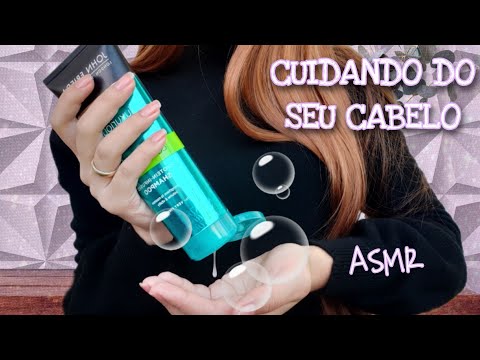 ASMR - Lavando e finalizando seu cabelo cacheado (sons reais) 💆‍♀️💦