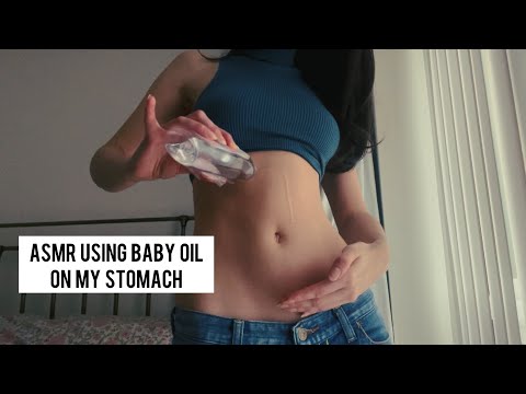 ASMR MASSAGING BABY OIL ON MY BELLY/ BELLYBUTTON