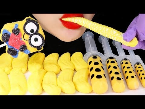 When Minions meet a wrong boss 👀 BANANA MARSHMALLOW ASMR MINIONS MARSHMALLOW, WAX CANDY ASMR