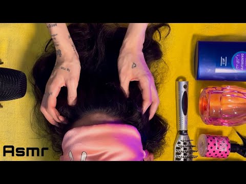 ASMR| brushing & washing your hair | scratching| tapping (part 1)