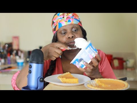 Sweet potato pie Cool whip ASMR eating sounds