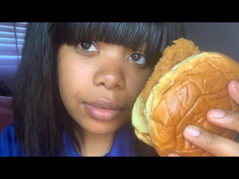 ASMR// Popeyes Spicy Chicken Sand-winch W Fries 🥰❤️