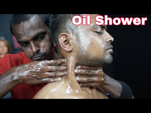 ASMR Heavy Oil Shower Massage | Strong Wrist Barber Crunchy Neck Cracking Oil Massage ASMR