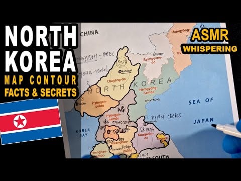 ASMR Drawing contour of NORTH KOREA map and provinces with best facts and secrets | Soft spoken