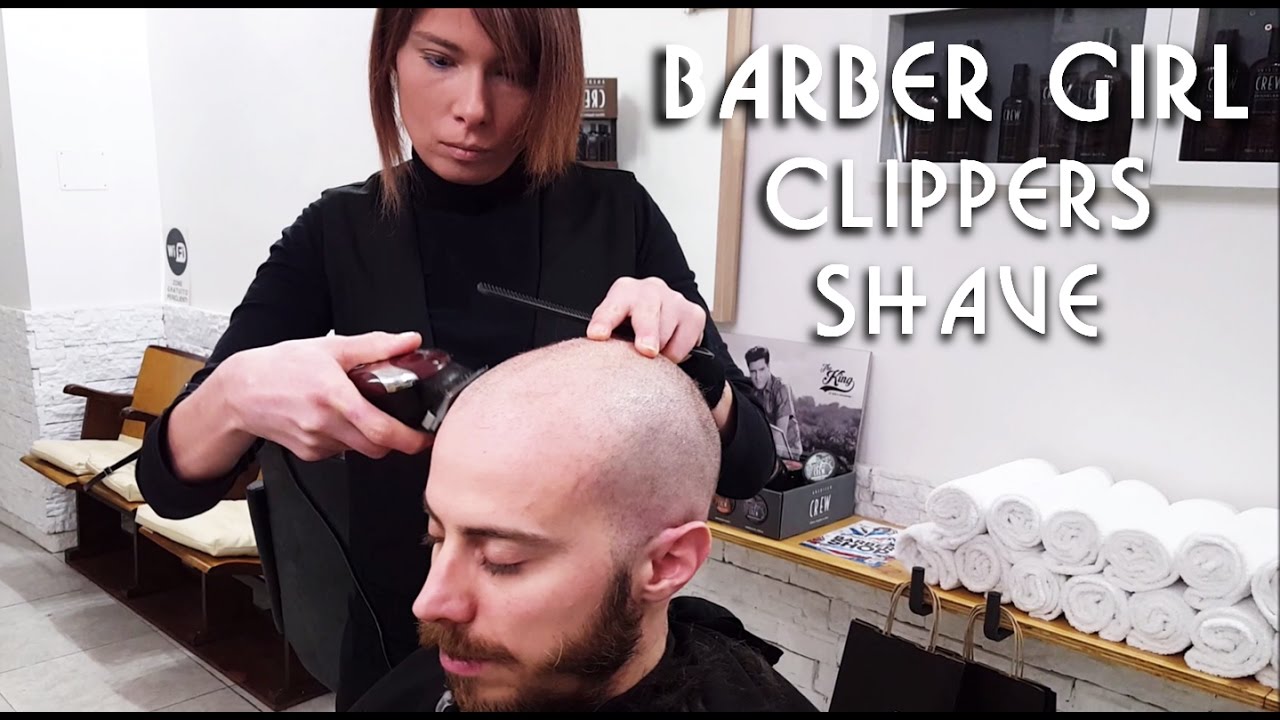 💈 Barber Girl - Head and Face Shave with clippers - ASMR no talking