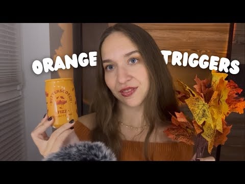 ASMR Orange Triggers For Sleep 😴🍁 | No Talking (Fabric Sounds, Tapping, Scratching, Book Triggers)