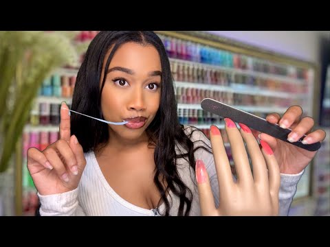 ASMR Jersey Girl Does Your Nails 💅🏽 ASMR Nail Salon Role-play | Soft Spoken w/ Light Gum Chewing