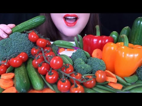 HEALTHY EATING ASMR Raw Veggie Platter - EXTREMELY SATISFYING Crunchy Sounds!