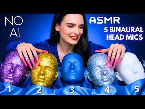 ASMR with 5 BINAURAL HEAD MICS 😱 Mic Scratching + Tapping to SLEEP ALL NIGHT 😴 No Talking 4K