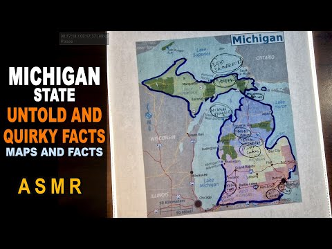 ASMR: MICHIGAN State - The Untold and Quirky FACTS | Map outline with facts | ASMR maps and Facts