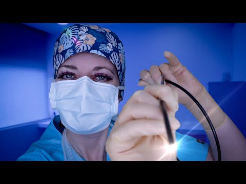 ASMR Bronchoscopy Exam - Latex Gloves, Throat Spray, Cannula, Writing, Crinkles, Personal Attention.