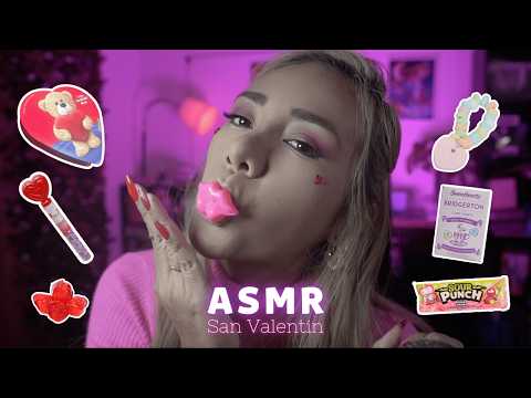 💖 ASMR Probando Dulces de San Valentín 🍬❤️ Sonidos suaves para Relajarte (Mouth Sounds y Susurros)