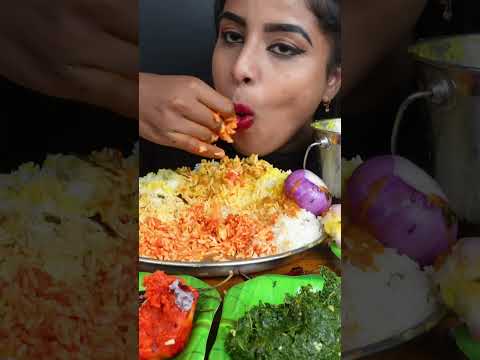 Eating Bengali Food – Baingan Bharta,Aloo Ka Bharta,Kadhi Pakora,Dal Tadka Thali ASMR Eating Mukbang