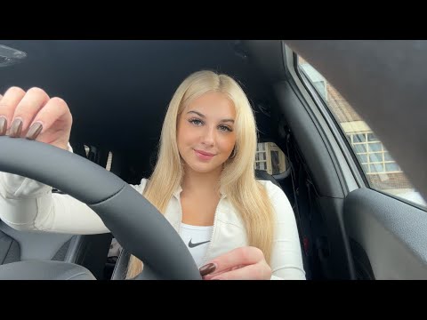 ASMR Tapping and Hand Movements  in my Car 🍵 Whispered Rambling
