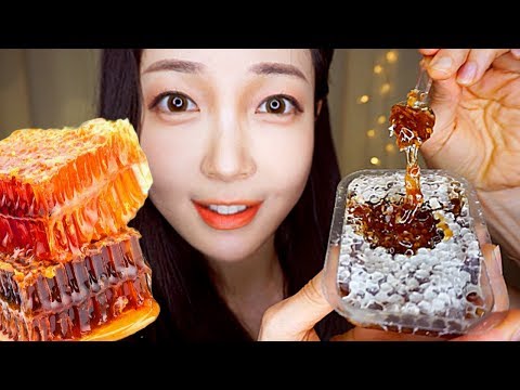 ASMR Extremely Sticky HONEYCOMB Eating Mouth Sounds HONEY MUKBANG