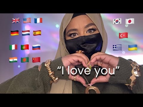 ASMR - saying “I love you” in different languages / Face touching, Face brushing 