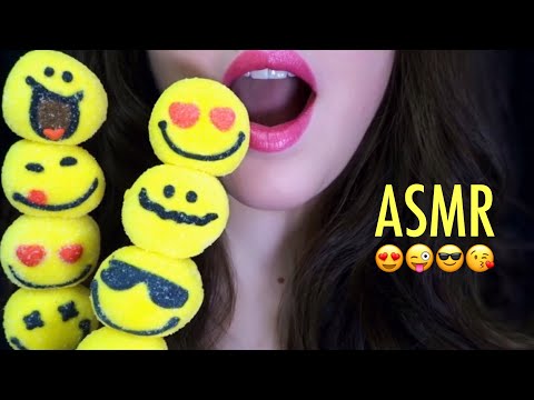 ASMR Emoji Marshmallows  😍 SATISFYING Chewy & Sticky Eating Sounds
