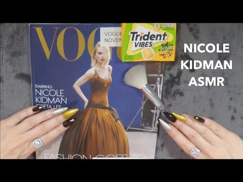 ASMR Gum Chewing Magazine Flip Through | Nicole Kidman Vogue Whispered Page Turning