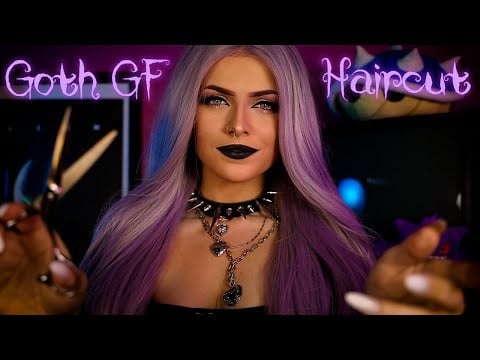 Flirty Goth Girlfriend Haircut, Hair Color, & Shave - HOUR LONG | ASMR