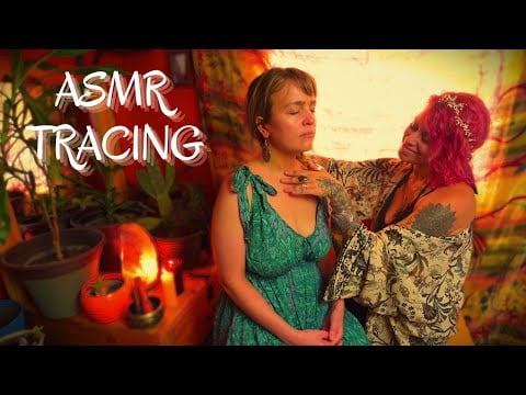 Soft spoken ASMR Guided meditation & sound healing w. REAL PERSON FACE & BODY TRACING & BRUSHING