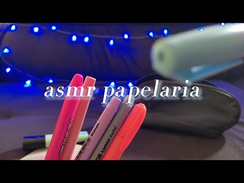 ASMR PAPELARIA (tapping, crinkle sound, scratching, voz suave) asmr papelaria caseirinho