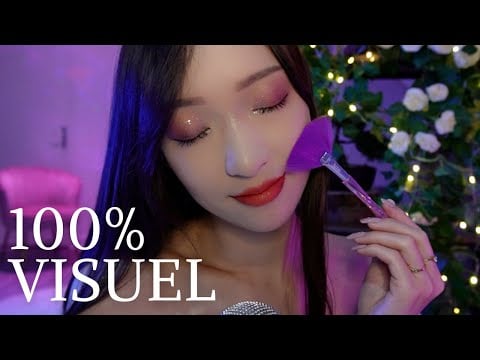 ASMR 100% Visuel | Pinceaux, coton, rouleau quartz, mousse... (très peu de paroles)