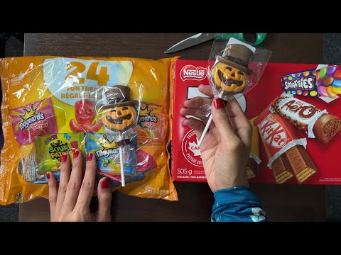 ASMR Halloween Candy - Plastic Crinkles Whisper & Opening BIG packages of candy | Happy Halloween