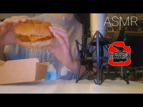 ASMR Chicken Burger Mukbang (chicken smash)