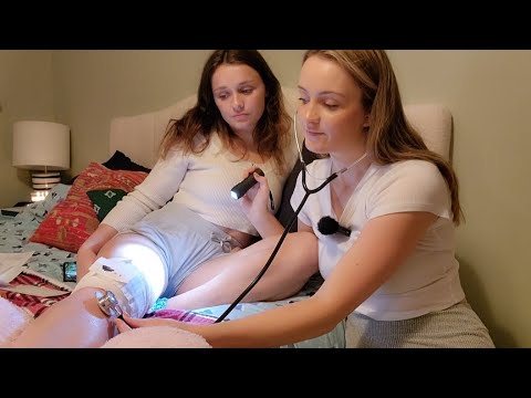 ASMR Unintentional Cranial Nerve Exam & Bandage for REAL Dog Bite Incident 🏨