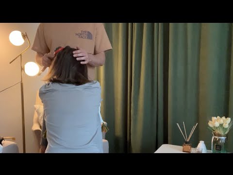 Hair Scalp Scratching | Head Massage ASMR| Hair Brushing | Back Massage