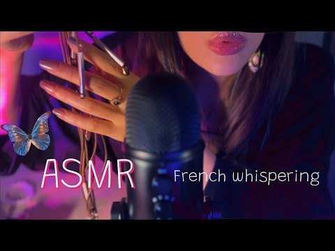 ASMR - Tapping, Writing and Taking Care of You 💕 ( French whispering ) + popping candy sounds 