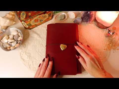 ASMR Traveler’s Journal Setup🖋 📖  Soft-Spoken 💛 Leather Tapping, Page Flips & Crinkly Sounds