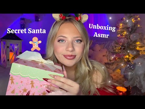 Asmr Secret Santa Unboxing 🎁✨ Tapping, Scratching, Crinkles