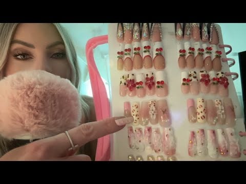 ASMR Close Clicky Whispering Show & Tell Of My Press On Nail Collection 