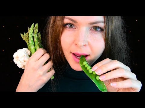 ASMR FRANCAIS 🥒🍊🥦 JE MANGE DES PETITS POIS, DES ASPERGES ET DU CHOU FLEUR * asmr CRUNCHY food