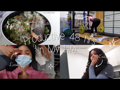 SPEND 48HRS WITH ME! ultrasound school, coffee shop studying, lash appointment + leg day ✨💞