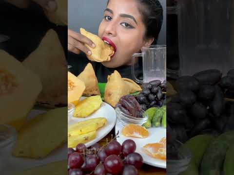 ASMR Eating Ifthar,Spicy Samosa,Fruits,Nombu Kanji,Haleem Indian Food ASMR Eating Mukbang Video