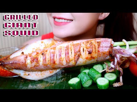 ASMR GRILLED GIANT SQUID (CHEWY EATING SOUNDS) No Talking | LINH-ASMR