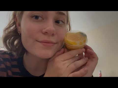 [asmr] eating mango sticky rice!! mouth sounds + rambling 