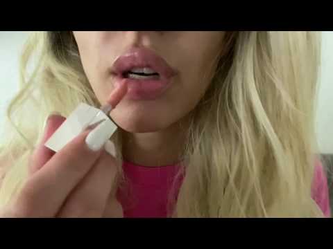 ASMR Kisses and Lip Gloss Application on Me and You, Inaudible Whispering, Tongue Clicks, Up Close