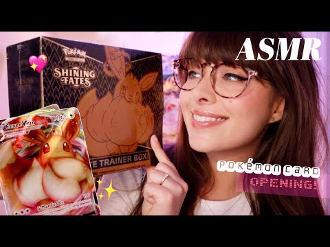 ASMR ✨ Pokemon Shining Fates Eevee ETB Unboxing! ✨ Relaxing Whispered TCG Pack Opening