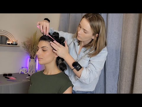 ASMR Perfectionist Bubble Braids With Curly Hair - Hair Wax, Mini Combing & Finishing Touches