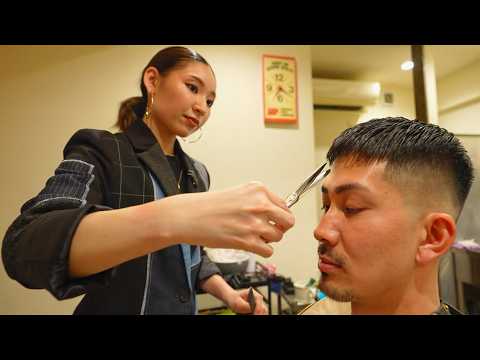 💈(ASMR) Japanese Female Barber Gives Him a Flawless Zero Fade in Osaka, Japan