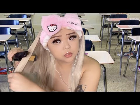 ASMR pov it's picture day and you sit next to the girl that thinks school is a beauty salon