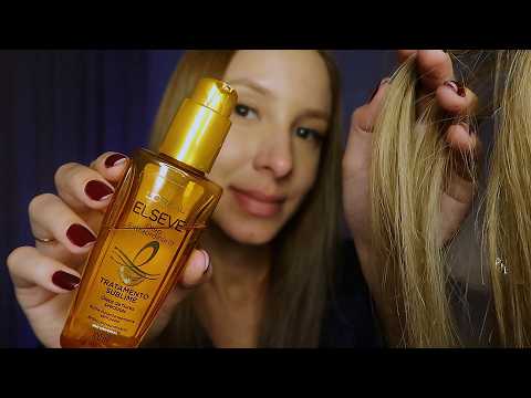 ASMR MEXENDO no seu CABELO mas DE VERDADE com SONS REAIS ✨ hair brushing, óleo..