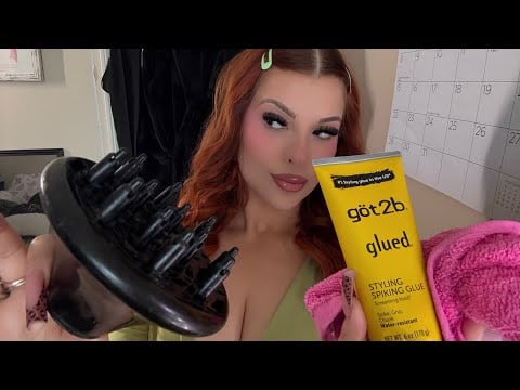 ASMR: Doing Your Curly Hair Routine 👩‍🦱🫧 Hair Wash, Scrunching, Diffusing, Drying✨RP