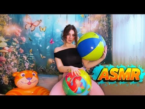 ASMR | Blowing up & Deflating My Beachballs 💚🩵🧡